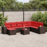 Gossi set canapele de gradina cu perne, 9 piese, maro, poliratan