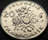 Moneda exotica 20 FRANCI - POLYNESIE / POLINEZIA FRANCEZA, anul 1991 * cod 3459