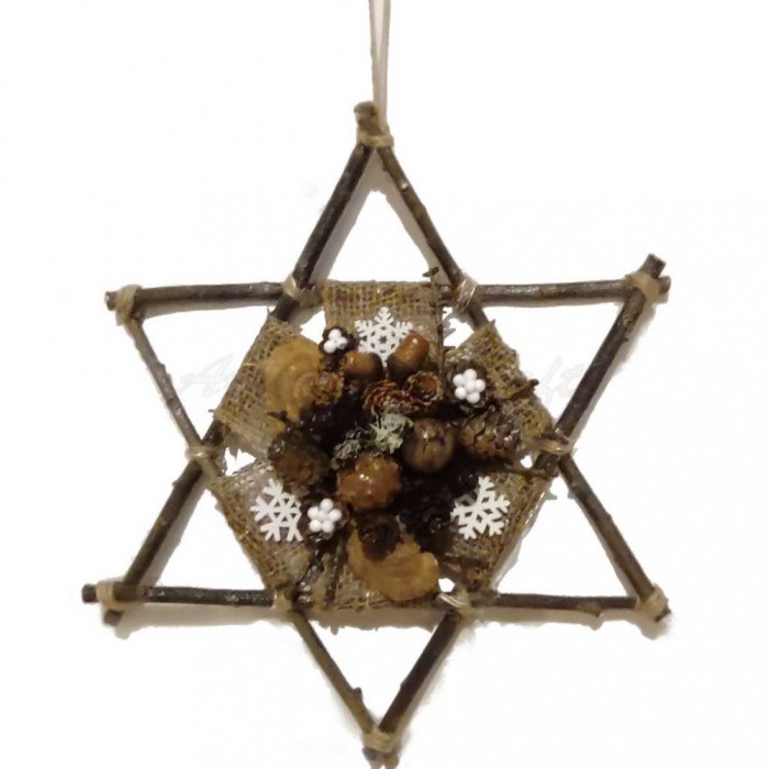 Stea handmade din elemente naturale decor rustic de Craciun