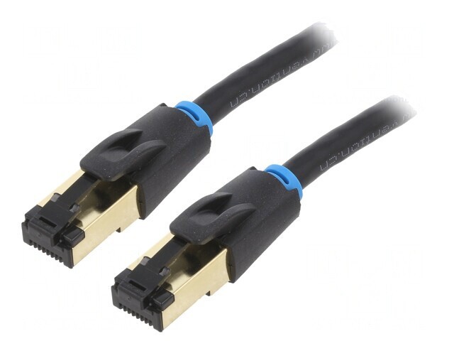 Cablu Patch Cat 8 S/FTP OFC Negru 2m Conectori Auriti