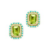 Cumpara ieftin Cercei Statement din Argint 925 Placati cu Aur , Cu Cristal Verde Peridot, Zirconiu E i Contur Turcoaz