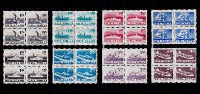 ✅RO 1974 LP 838 &amp;quot;Uzuale - Nave maritime si fluviale &amp;quot; , serie in bloc de 4 , MNH foto