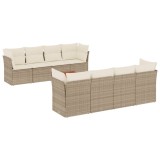Cumpara ieftin Set canapele de gradina, 9 piese, cu perne, bej, poliratan