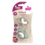 Set 2 suzete nip Butterfly din silicon ortodontic, 0-6 luni, fara BPA
