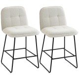 HOMCOM Set de 2 taburete de bar, scaune &icirc;nalte căptușite din țesătură boucl&eacute;, șezut extra-larg 66H cm, crem | Aosom Romania
