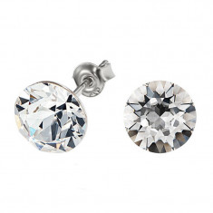 Cercei Argint 925 si Swarovski White Crystal, 8mm, cu surub, Artemis Gift foto