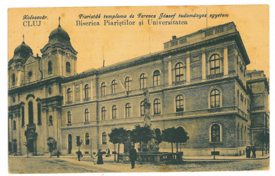 4779 - CLUJ, Church &amp;amp; University, Romania - old postcard - unused - 1918 foto