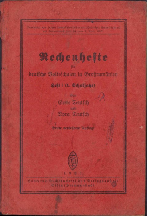 HST 96SP Rechenhefte fur deutsche Volksschulen in Grossrumanien 1937 manual Ro