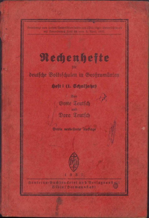 HST 96SP Rechenhefte fur deutsche Volksschulen in Grossrumanien 1937 manual Ro