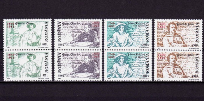 ✅RO 1999 , LP 1486 ,&quot;Aniversari - personalitati&quot; , serie pereche V ,MNH