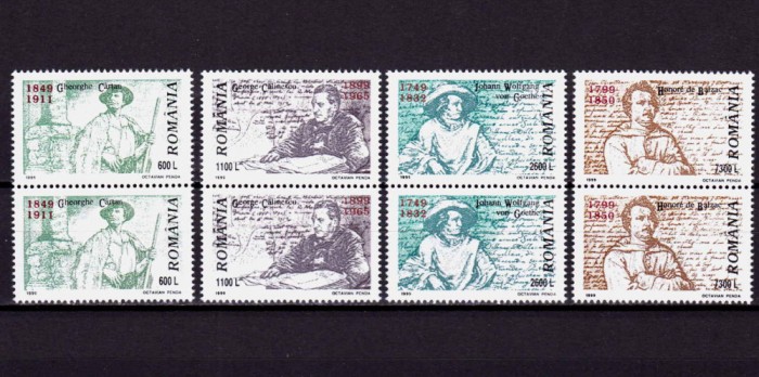 RO 1999 , LP 1486 ,&quot;Aniversari - personalitati&quot; , serie pereche V ,MNH