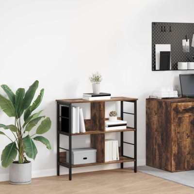 vidaXL Raft pentru cărți Stejar fumuriu 82 x 32 x 79 cm Lemn compozit 883996 foto