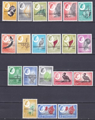 DB1 Colonii Swaziland 1968 Supratipare Independenta 20 v. MNH inclusiv variante foto