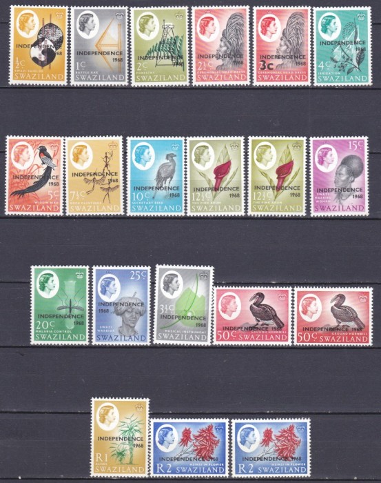 DB1 Colonii Swaziland 1968 Supratipare Independenta 20 v. MNH inclusiv variante