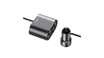 &amp;Icirc;ncărcător auto Baseus, 2x USB 3.1A 17W + 2x priză brichetă 80W, negru (CRDYQ-01) foto