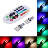 Set 2 Buc Led T10 12 Smd Multicolor Rgb Cu Telecomanda LED 569, General