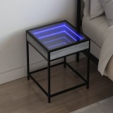 VidaXL Noptieră cu LED infinity, gri sonoma, 40x40x51 cm