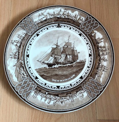 Farfurie - de colectie - portelan Englezesc - Wedgwood - Nava cu vele - 1951 foto