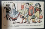 Carte postala, necirculata, familia Humbert pleaca in vacanta, desen
