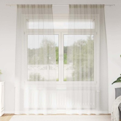 vidaXL Perdele cu perdele 2 pcs Crem 140x175cm Poliester 4108016 foto