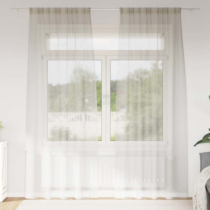 vidaXL Perdele cu perdele 2 pcs Crem 140x175cm Poliester 4108016