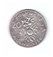 Moneda Polinezia Franceza 20 francs/franci 2009, zgariata