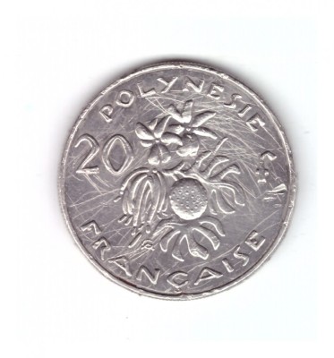 Moneda Polinezia Franceza 20 francs/franci 2009, zgariata foto