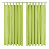 Cumpara ieftin Draperii micro-satin cu bride, 2 buc, verde, 140 x 225 cm