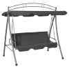 Balansoar Gradina vidaXL Extensibil cu Copertina Antracit, 198x120x205 cm, Oțel, Perna Inclusa, Convertibil Pat
