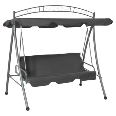 vidaXL Balansoar extensibil cu copertină antracit 198x120x205 cm oțel 45074 foto