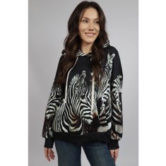 HANORAC CU GLUGA SI BUZUNAR FRONTAL JUNGLE ZEBRA TALIE UNICA Multicolora