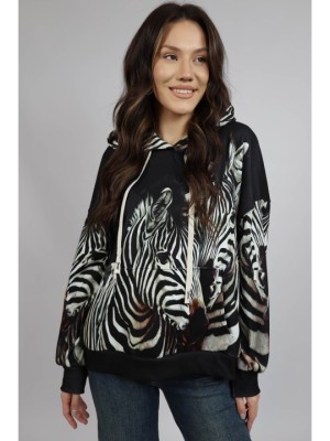 HANORAC CU GLUGA SI BUZUNAR FRONTAL JUNGLE ZEBRA TALIE UNICA Multicolora foto