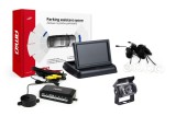Set senzori de parcare AMiO TFT02 4,3 inch cu camera HD-501-IR, 4 senzori albi, afisaj, intrare camera marsarier si indicator digital distanta