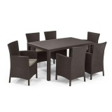 Cumpara ieftin Set de mobilier de grădină Meliowa pentru 6 persoane, maro, cu perne taupe calde