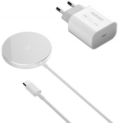 Incarcator Retea Wireless Dudao A12XS, MagSafe, Quick Charge, 15W, Alb foto