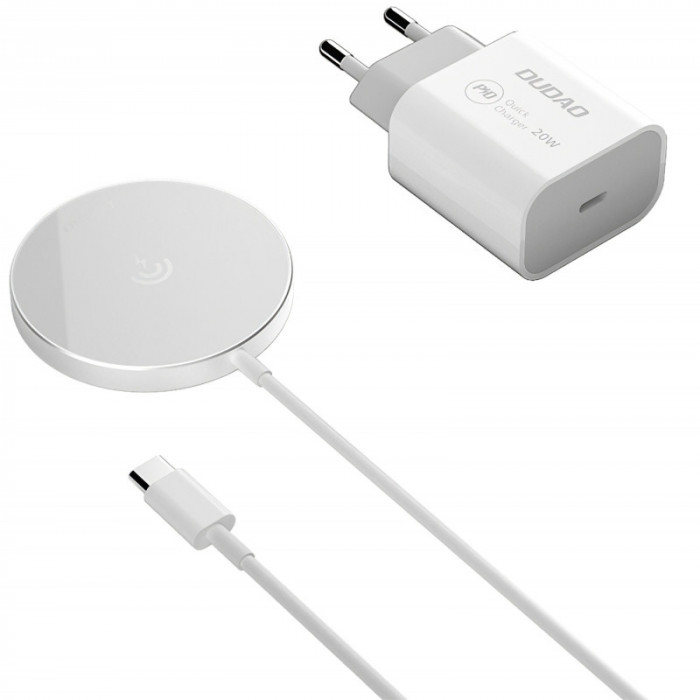 Incarcator Retea Wireless Dudao A12XS, MagSafe, Quick Charge, 15W, Alb