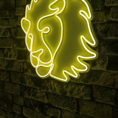 Decoratiune luminoasa LED, Lion, Benzi flexibile de neon, DC 12 V, Galben