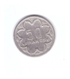 Moneda Africa Centrala 50 francs/franci 1986 E (Camerun), stare buna, curata