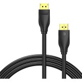 Cablu video Vention, DisplayPort(T) la DisplayPort(T), 2m, rezolutie maxima 8K la 60Hz/4K la 120Hz, conectori auriti, cupru/argint, invelis PVC, negru