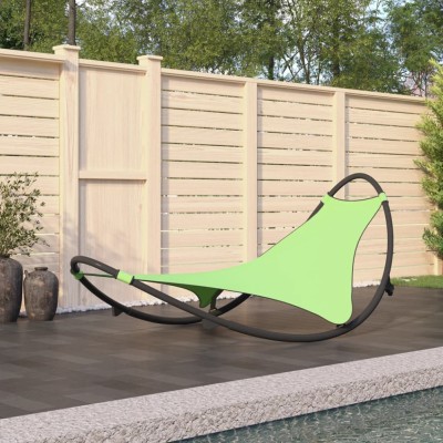 vidaXL Șezlong balansoar cu roți din oțel și material textil, verde 317606 foto
