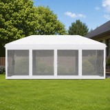 Cumpara ieftin Pavilion Gradina ART 5.85x2.95m, Cadru Metalic, Plasa Insecte, Alb/Negru, Foisor Terasa, Otel/Poliester, Dreptunghiular