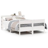 Cumpara ieftin Cadru de pat fara saltea, alb, 120x190 cm, lemn masiv pin