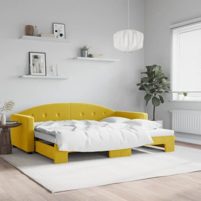 vidaXL Pat de zi cu extensie, galben, 90x200 cm, catifea 3197306 foto