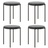 HOMCOM Set de 4 taburete de bucătărie, empilabile, stil catifea, p&acirc;nă la 100 kg, cadru din oțel, 41,5 x 41,5 x 46 cm, Gri &icirc;nchis | Aosom Romania