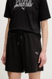 Puma pantaloni scurți culoarea negru, uni, high waist, 629775