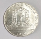 Austria 100 Schilling 1975 Johann Strauss Argint AUNC Moneda Comemorativa