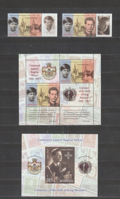 ROMANIA 2021 CENTENARUL NASTERII REGELUI MIHAI Serie+ Bloc +Colita LP.2343 MNH**