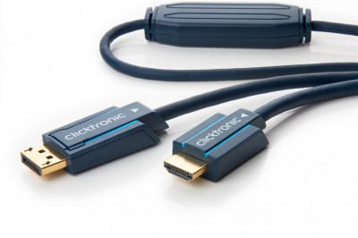 Cablu Profesional DisplayPort - HDMI 1m Full-HD 1920x1200p AWG30 Clicktronic foto