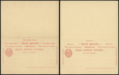Switzerland - Postal History Rare Old Postal stationery + Reply UNUSED DB.116 foto
