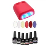 Kit test mic - lacuri gel UV 6x15ml + lampă roșu 4 becuri 36W, INGINAILS